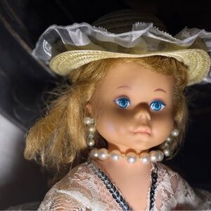 Vintage Doll with Hat and Pearls